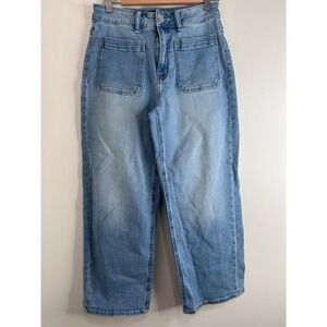 Quince Bella Stretch Patch Pocket Wide Leg Jeans Womens 28 Frosted Blue Comfort